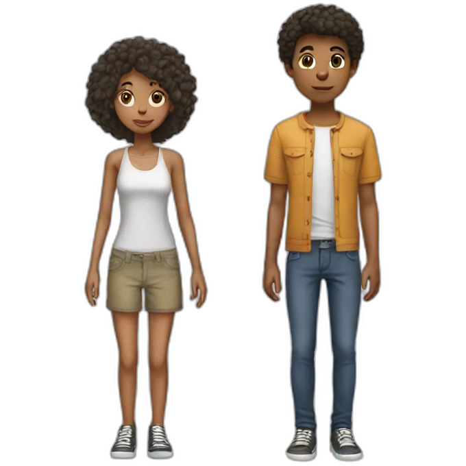 skinny girl and skinny boy  emoji