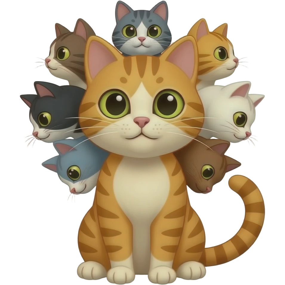 cat with eight different heads emoji