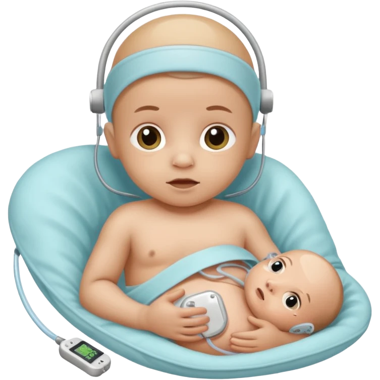 NICU tiny microprem baby in isolette with monitoring attached. emoji