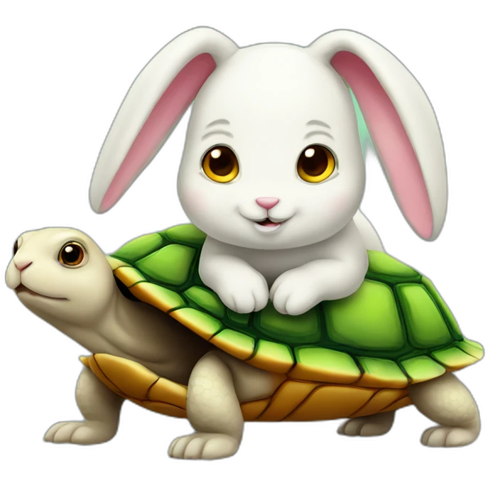 A bunny on a turtle emoji