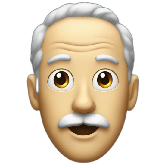 Flying head with small eyes and very large mustache emoji
