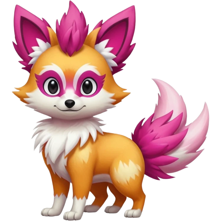 Electric snowy white pink magenta feathery Fennekin-Growlithe-Electrike-fusion (full body) emoji