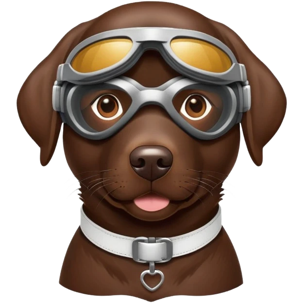 Chocolate lab with racing goggles emoji