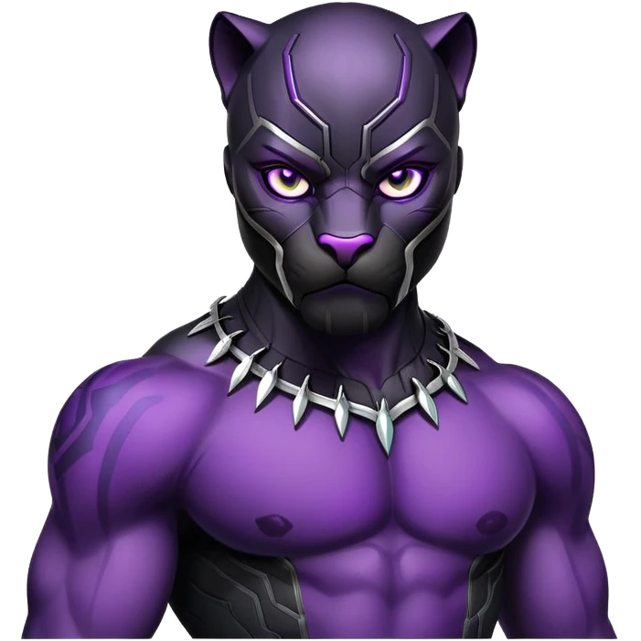 fierce black panther with vibrant purple eyes emoji
