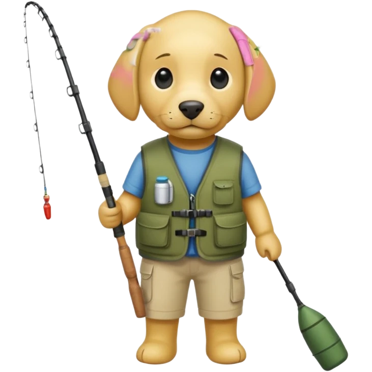 Yellow lab with fishing gear emoji