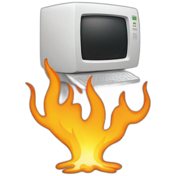 Computer flaming emoji