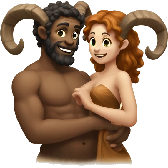 Satyr man holding with satyr woman emoji