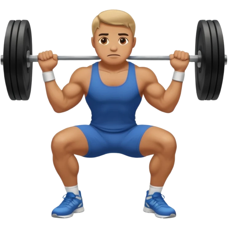 a man doing a squat while holding his ankles emoji