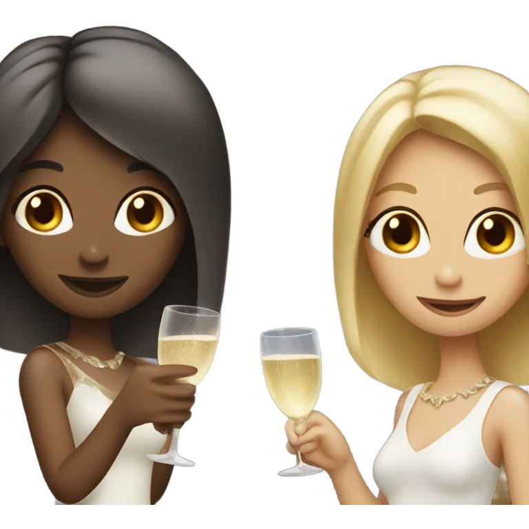 Two girls with champagne  emoji