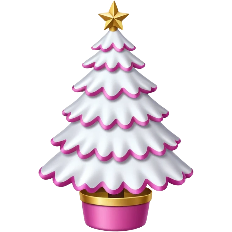 WHITE CHRISTMAS TREE WITH PINK BOWS AND GOLD TINSEL emoji