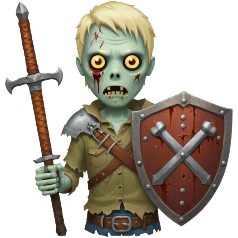 zombie with sword and shield emoji