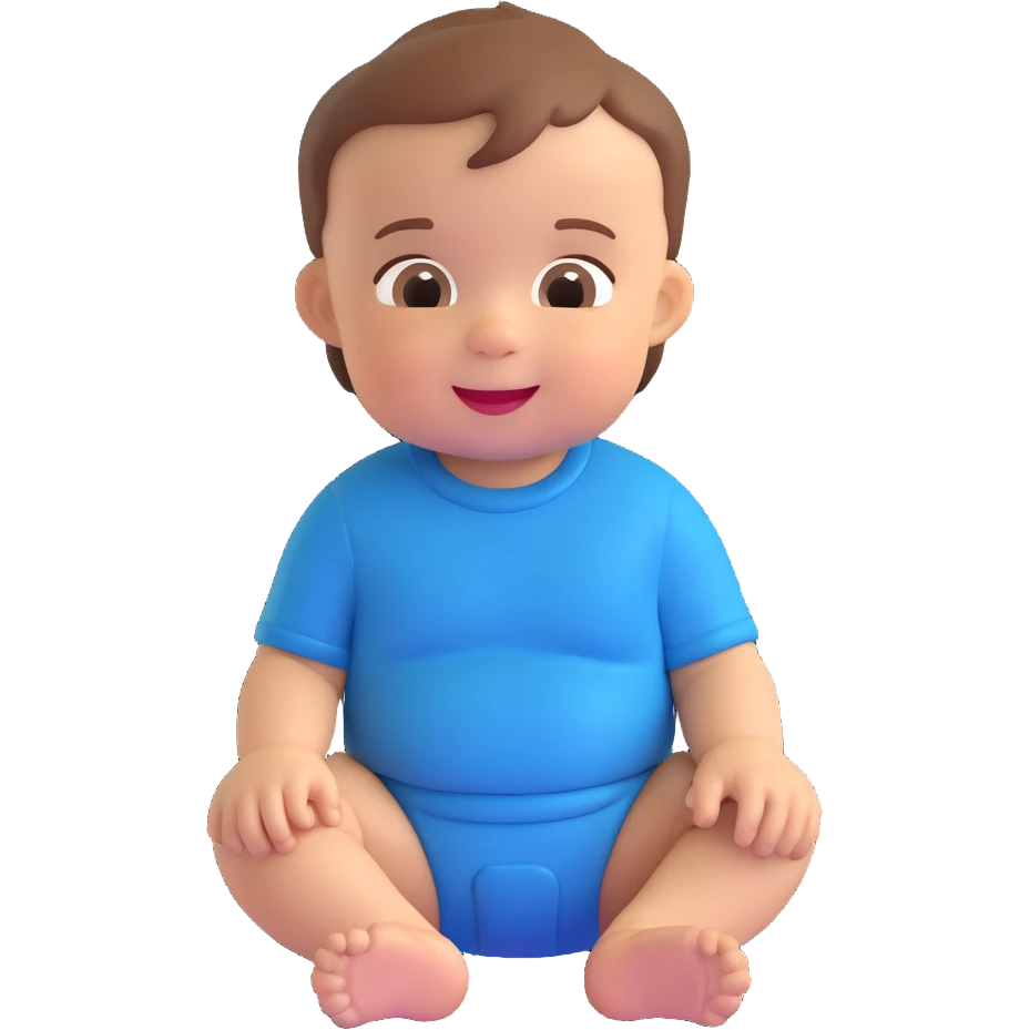 brown-haired baby boy, sitting, cheerful emoji