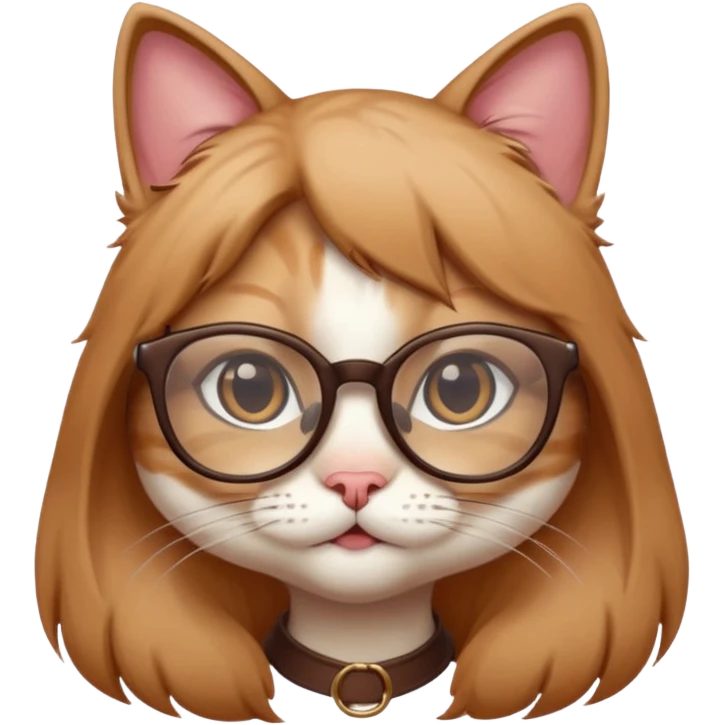 cute girl cat with really big, super thin-framed glasses emoji