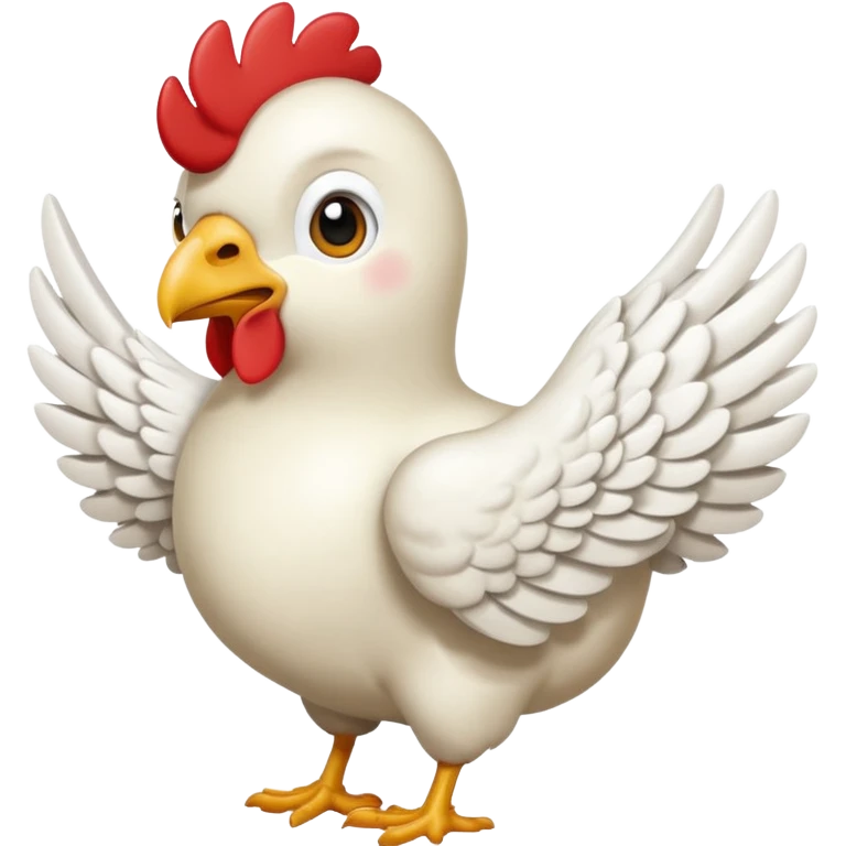 Me podrías hacer un emoji de un pollo con alas de ángel y cuernos de pony emoji