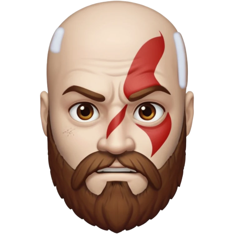 God of War Kratos (white skin, beard and eyebrow color brown) emoji