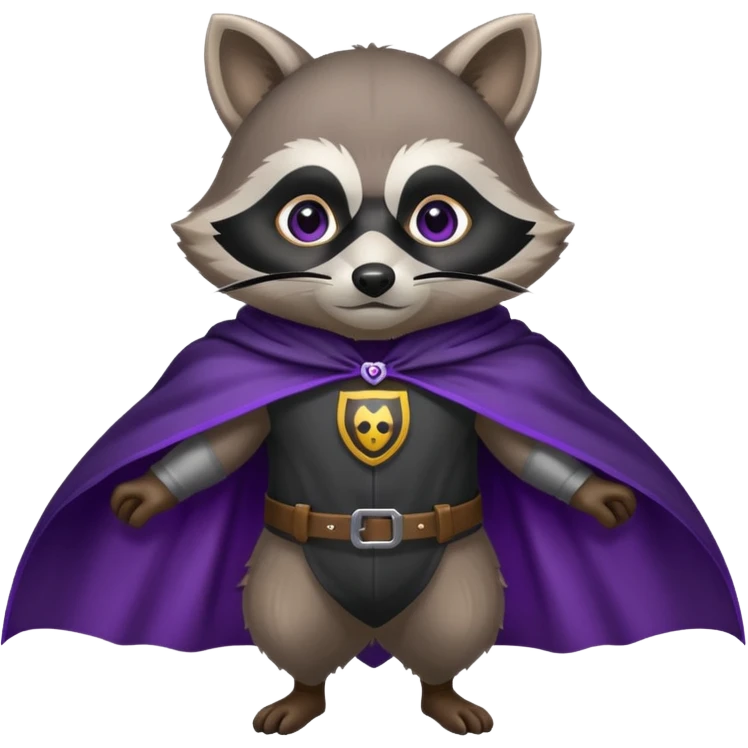 alors ce raton laver doit être équipé d'une cape de thieving noir avec trim bordure mauve comme dans le jeu old school runescape. au centre de la cape une icone de masque de voleur est visible emoji