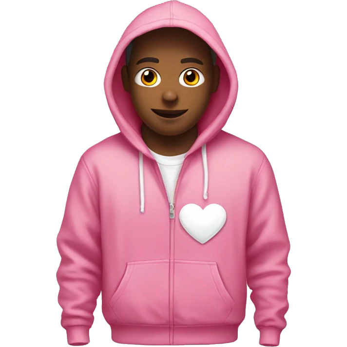 Pink hoodie with white heart in the middle emoji