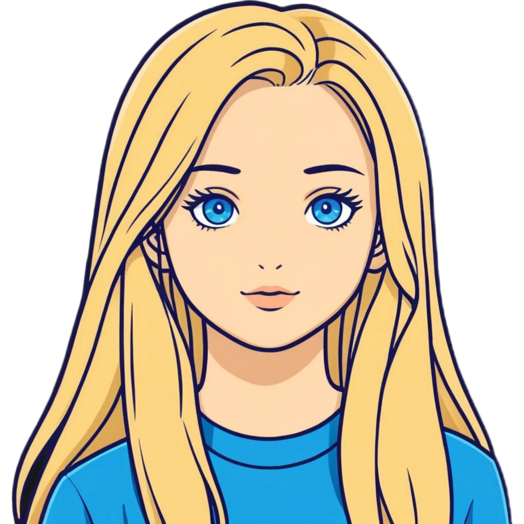 beautiful blond girl with long hair and blue eyes emoji