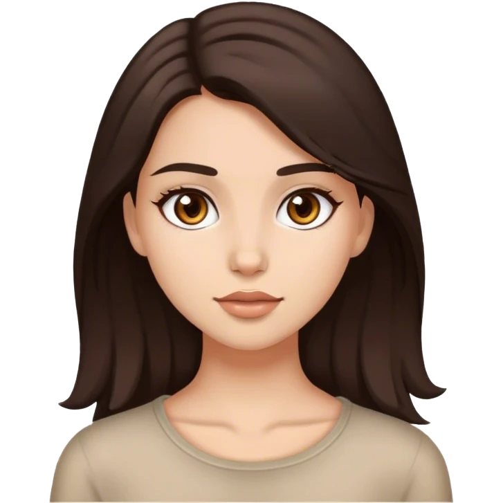 Dark brown hair pretty girl with brow eyes emoji