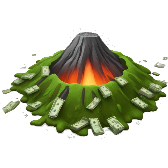 Volcano + money emoji