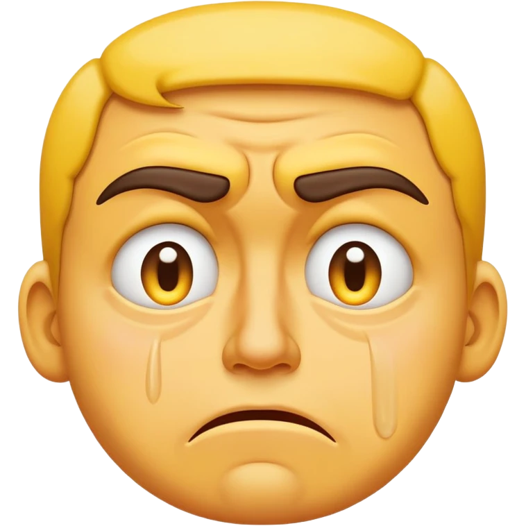 yellow face with furrowed brows, frown, tears streaming down, mad and crying emoji