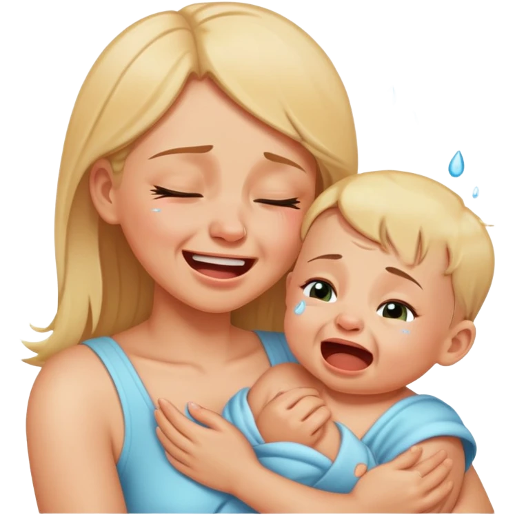 Baby crying and mom laughing emoji