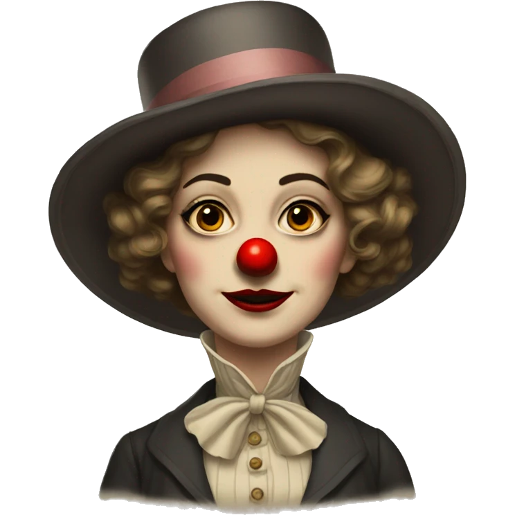 edwardian woman with clown make up emoji