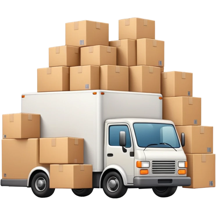delivery truck overflowing with packages in the back emoji