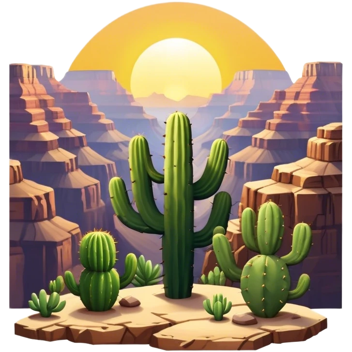 Grand Canyon with cactus and sun emoji