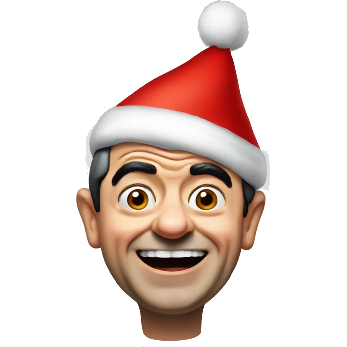 Mr bean happy with Christmas hat emoji