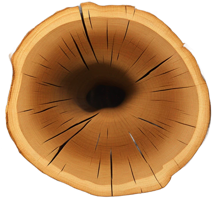 a tree cut open in profile, round, where you can see the annual rings emoji