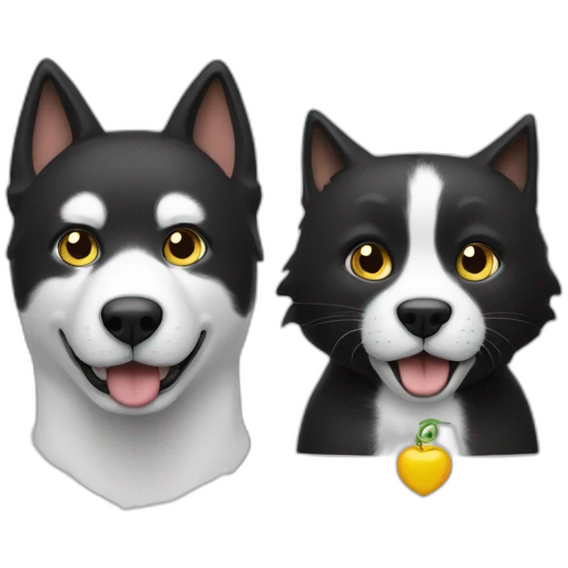 Un chien blanc et un chat noir emoji