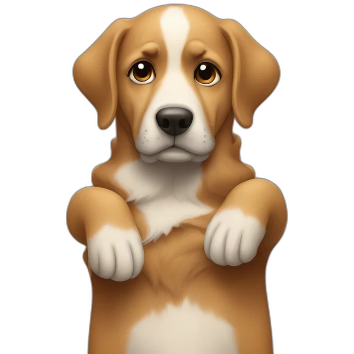 A dog hugging his draf self emoji