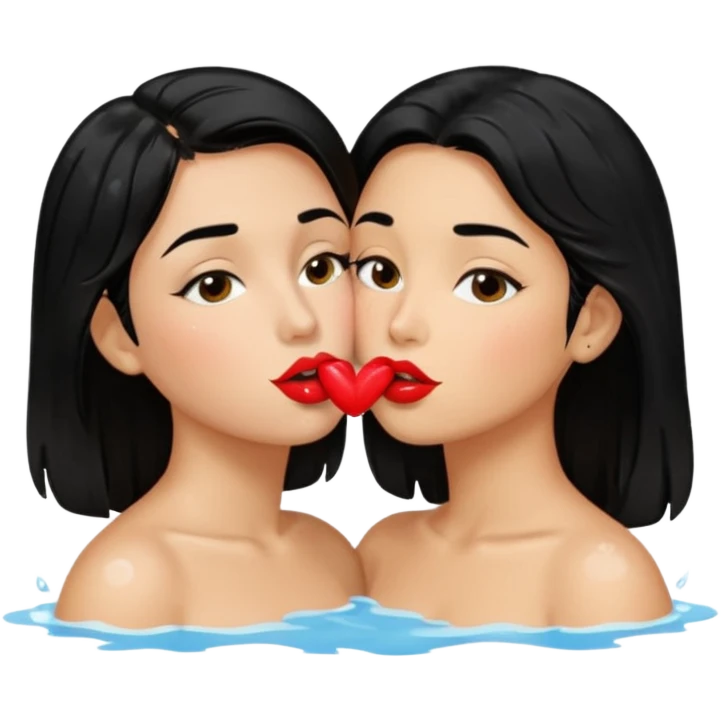 Tongue wet kiss black hair emoji
