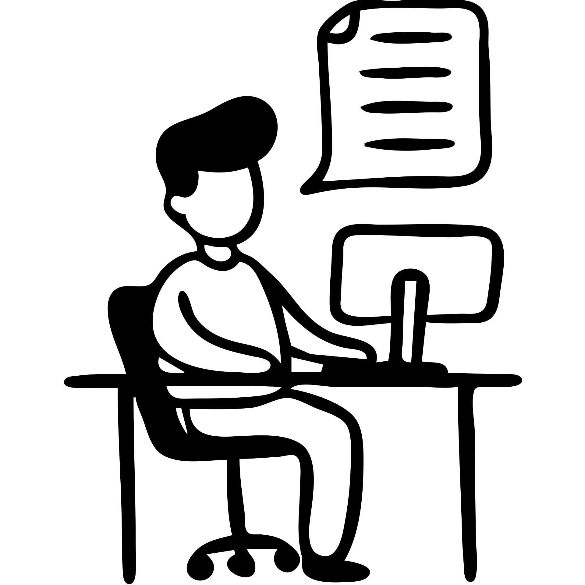 Manager at desk with computer and documents emoji