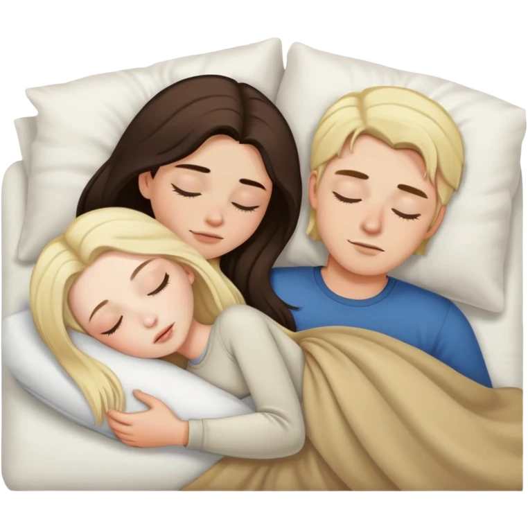 girl with long dark brown hair and pale skin sleeping with a blonde man emoji