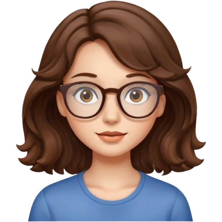 girl with square eyeglasses and wavy hair emoji