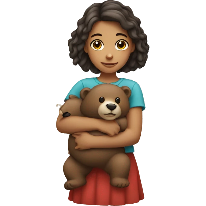 White Brazilian girl holding a bear emoji