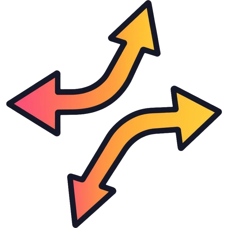 diverging chart showing two paths splitting apart emoji
