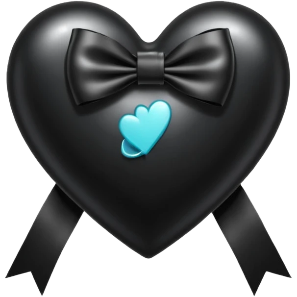 Black heart with black bow, explore emoji