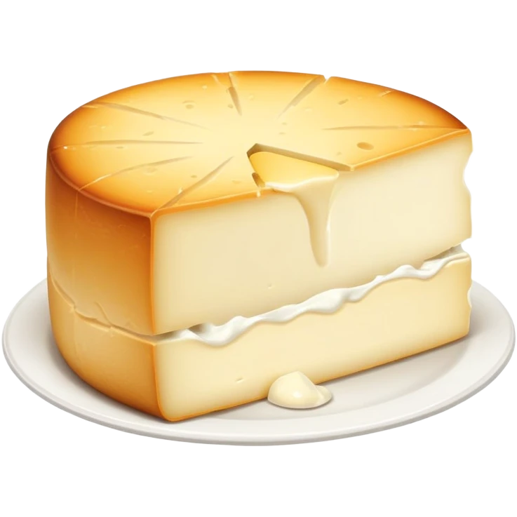 cinematic-realistic-brie-cheese-emoji,-featuring-a-creamy gooey center,-soft-ripened-cheese-with-a-delicate white rind-rendered-with-lifelike-detail-and-inviting,-natural-lightingwith a slide showing the gooey center emoji