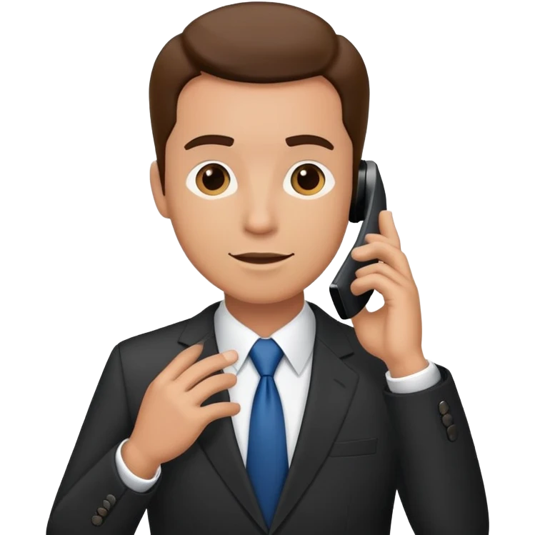 Professional salesman in business suit talking on smartphone emoji