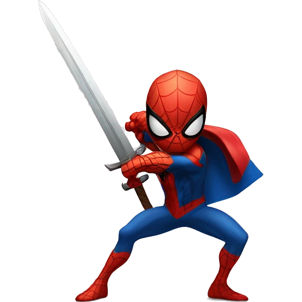 Spider-man with a BIG SWORD in a fighting pose emoji