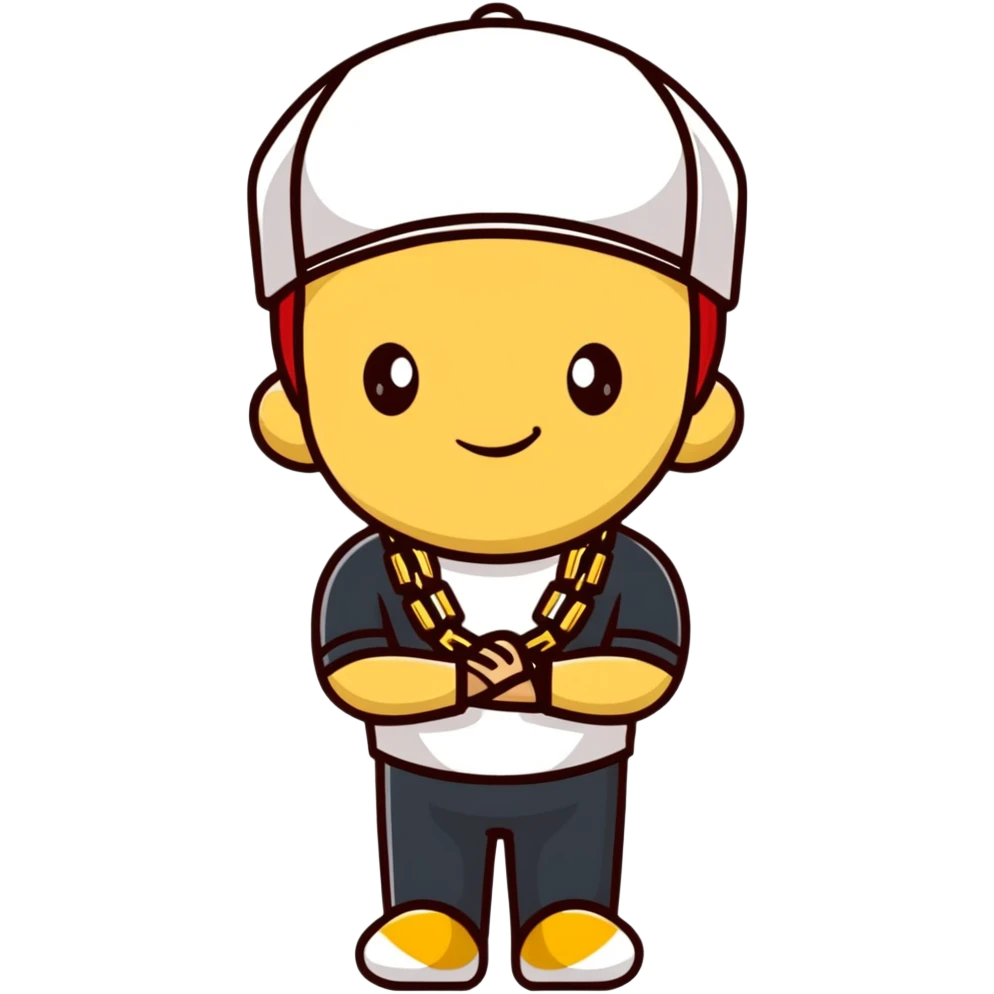 Brazilian rapper Chefin with cap and gold chain emoji