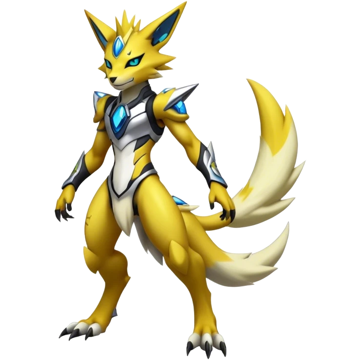  Cool Edgy Shiny Futuristic Ethereal Legendary Zeraora-Digimon-Lombax-Renamon-hybrid full body emoji