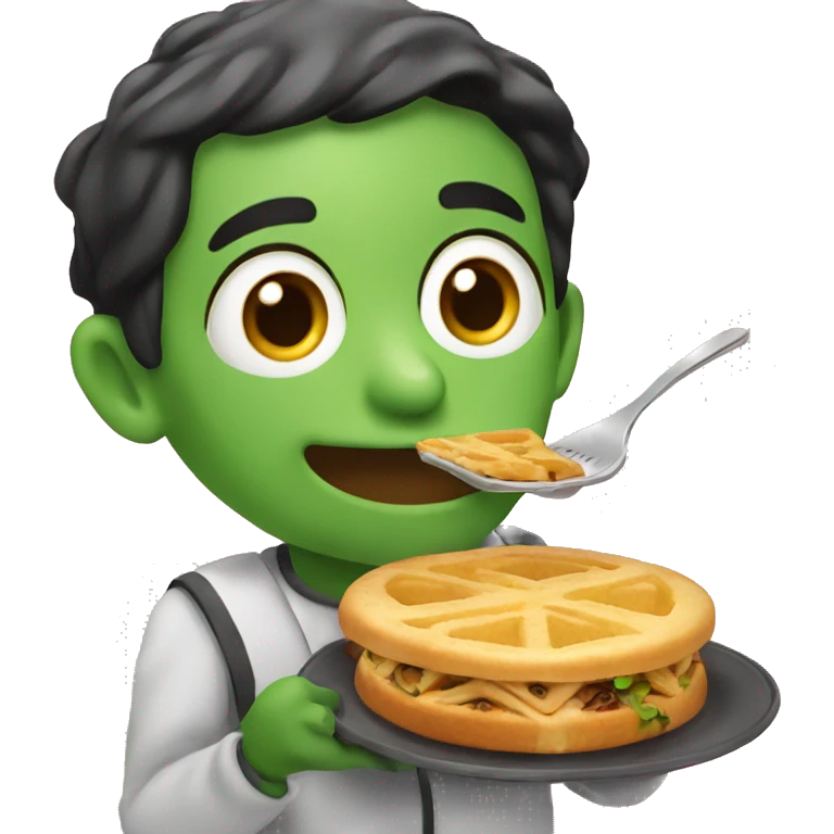 Una rana comiendo pan emoji