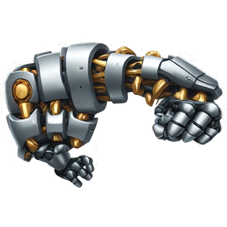 Cyborg arm only flexing bicep and shoulder with gears and shocks emoji