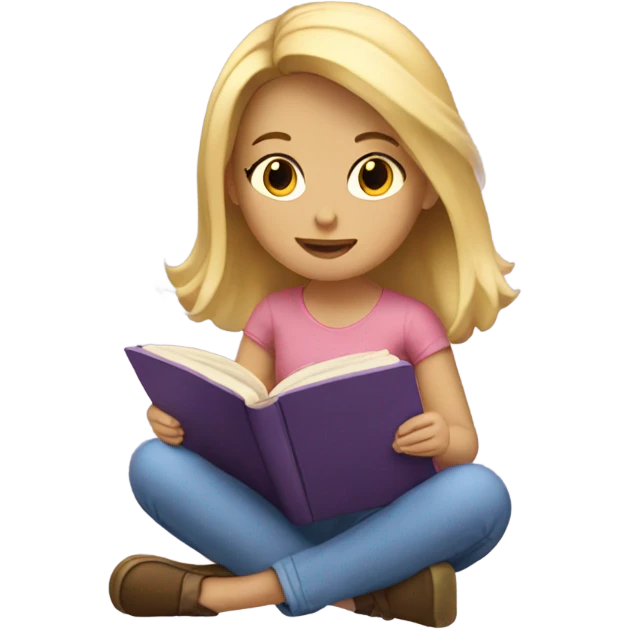 Blonde girl reading book emoji