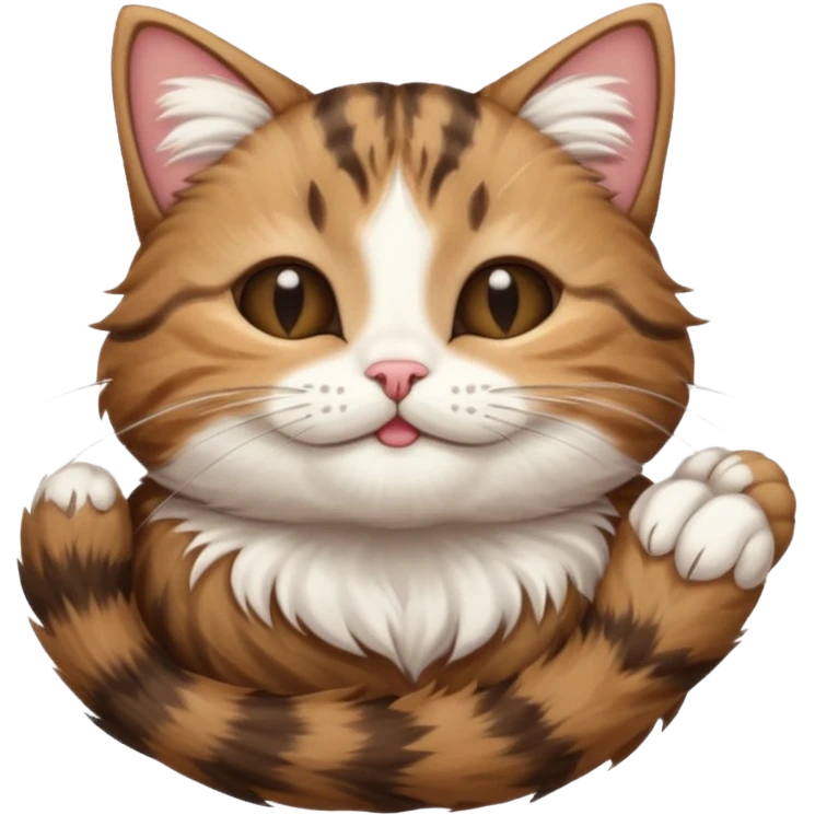 dark brown tabby and white cat upside down with eyes closed emoji