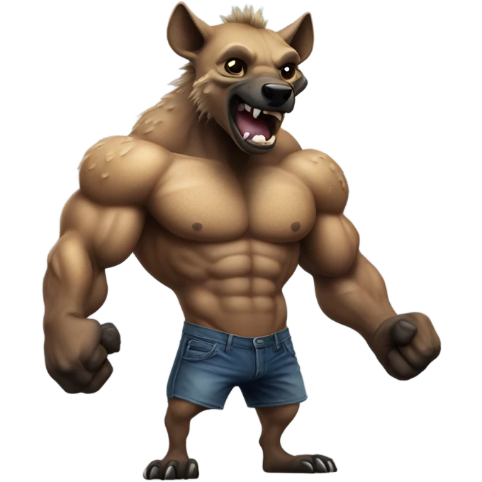 Strong bodybuilding Hyena flexing body emoji